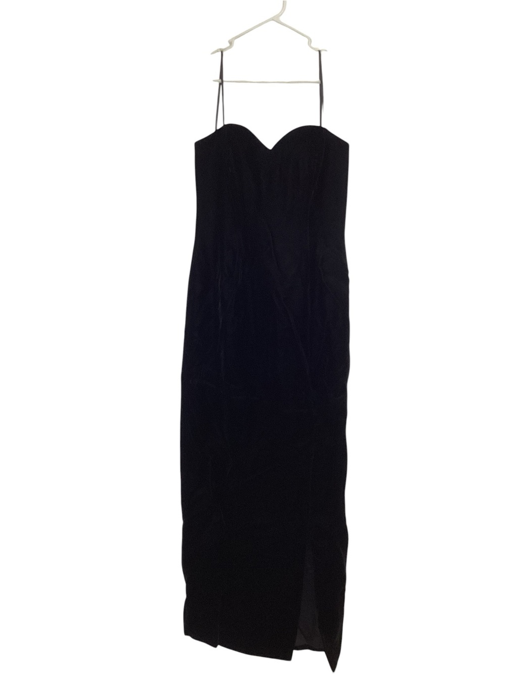 I. Magnin Vintage Velvet Women's Black Strapless Maxi Dress with Side Slit